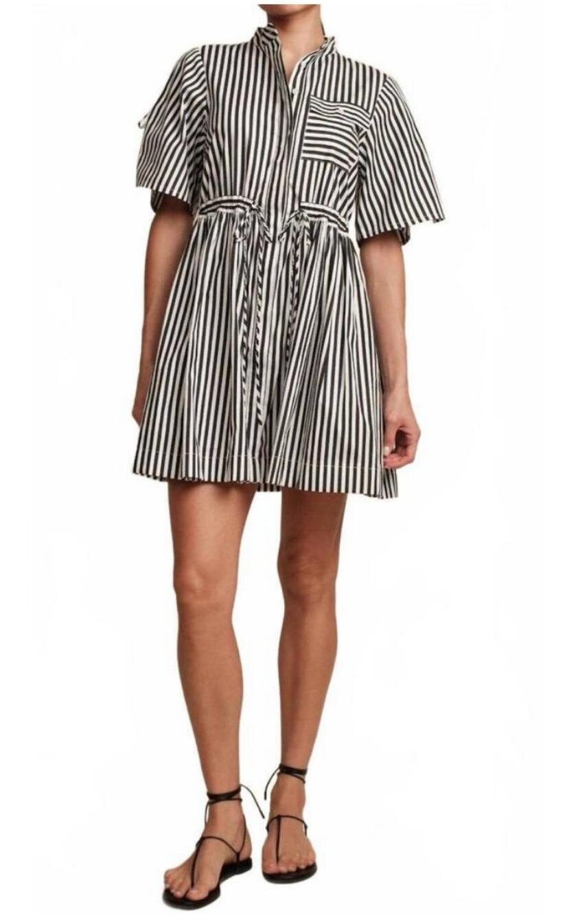 NWT Hevron Febe Dress in Black & White Stripe Size Medium